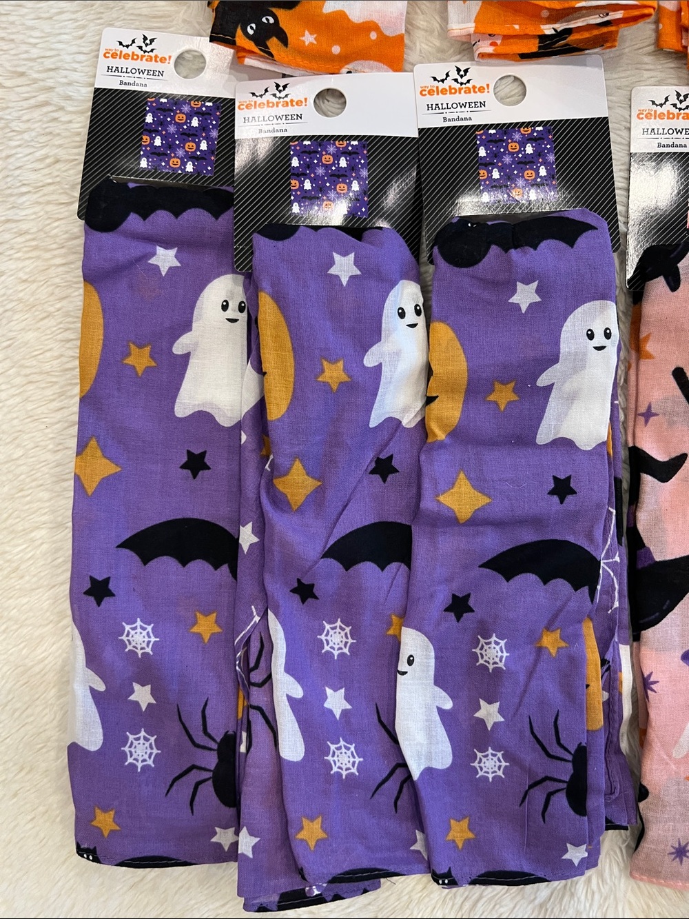 20 Halloween themed bandana ghost bat spider witch pumpkin NWT - Picture 2 of 8